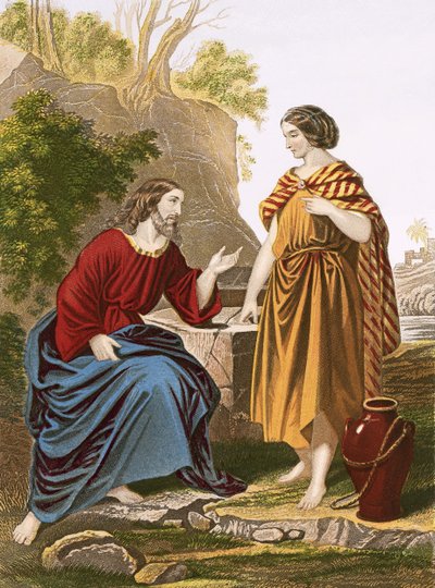 Christ and the Woman of Samaria by English School